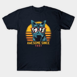 Retro Cool Cat Awesome Since 1987 // Awesome Cattitude Cat Lover T-Shirt